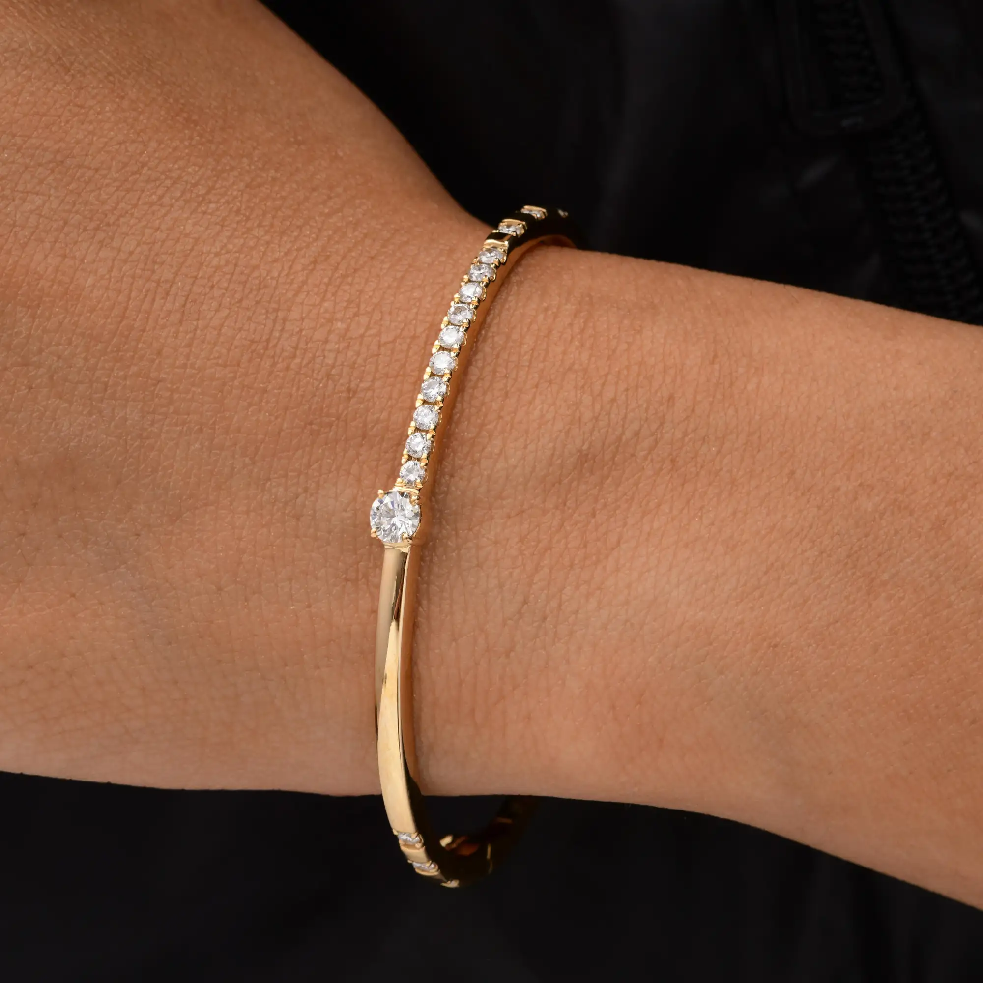 14K Gold Modern Cuff Bracelet — view 7