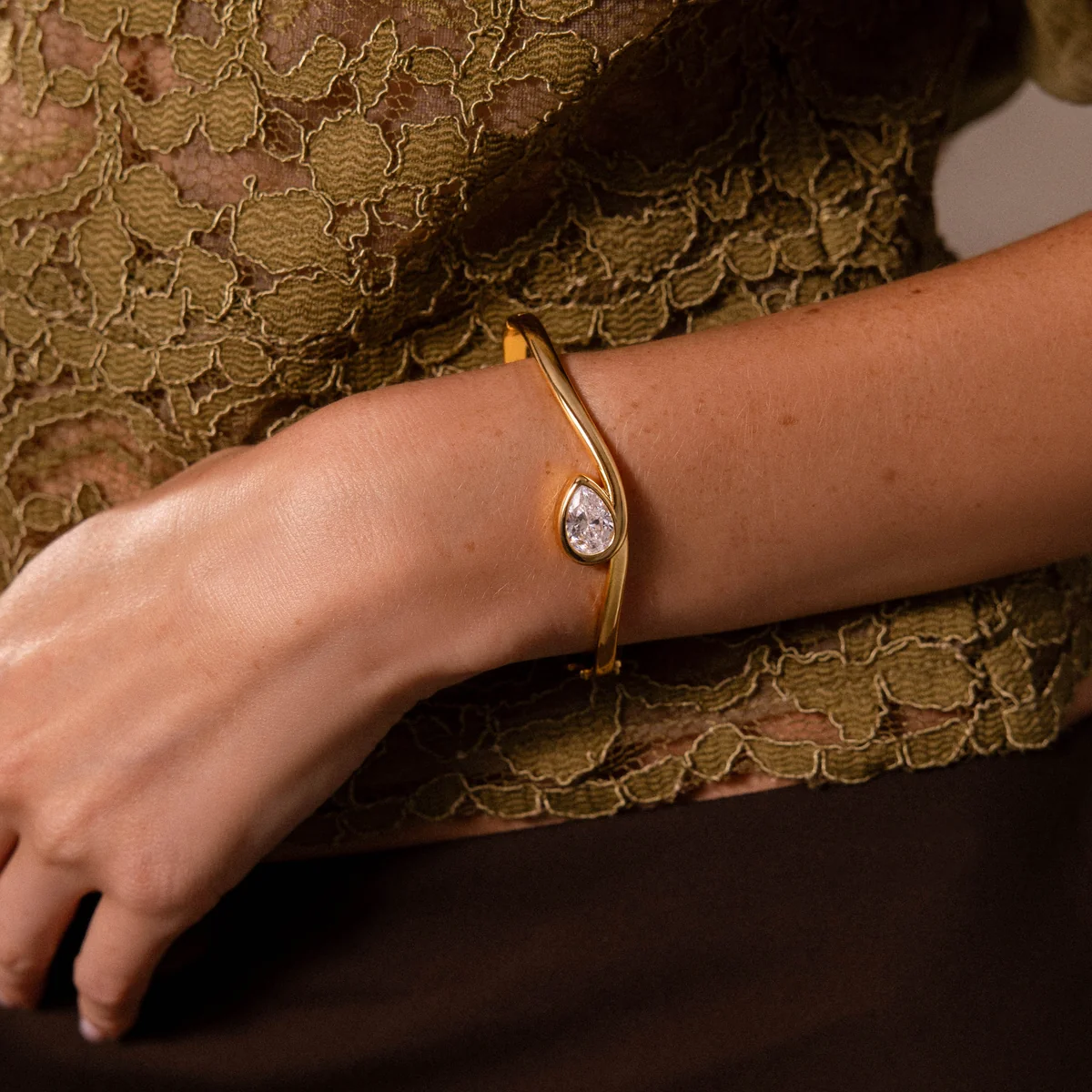 Modern Sleek Diamond Bangle — view 5