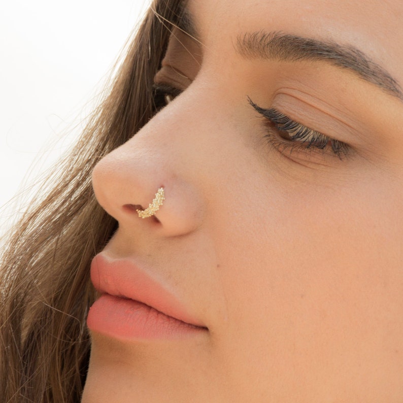 Thin Gold Nose Hoop — view 3