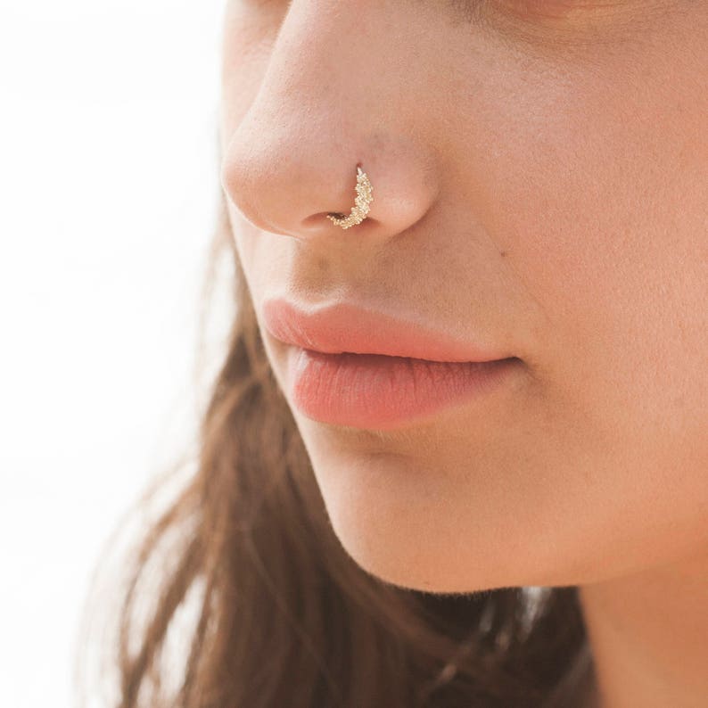 Thin Gold Nose Hoop — view 9