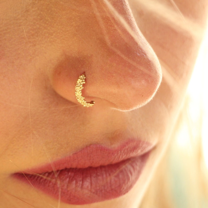 Thin Gold Nose Hoop — view 10