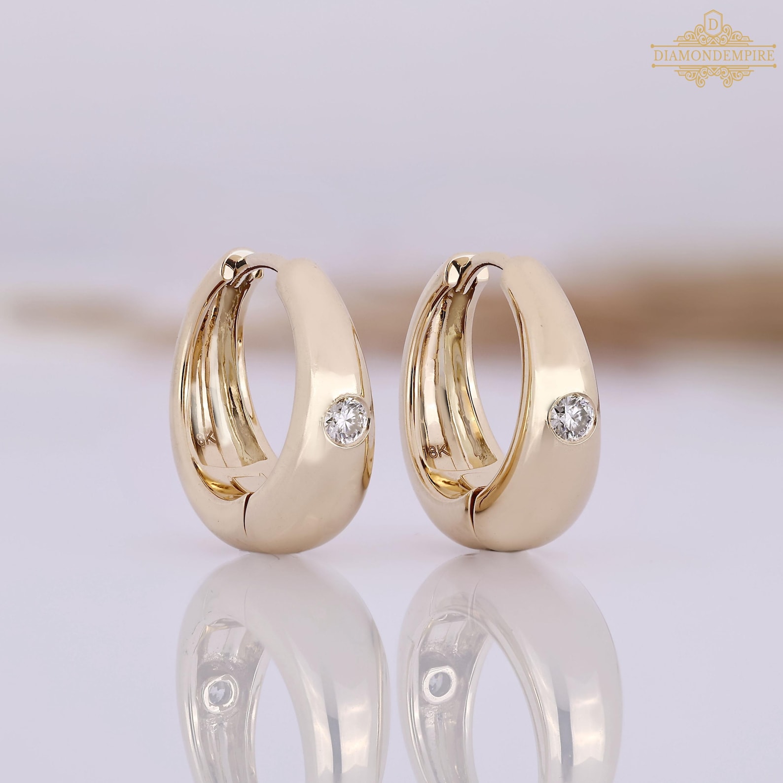 Slim Diamond Hoop — view 12