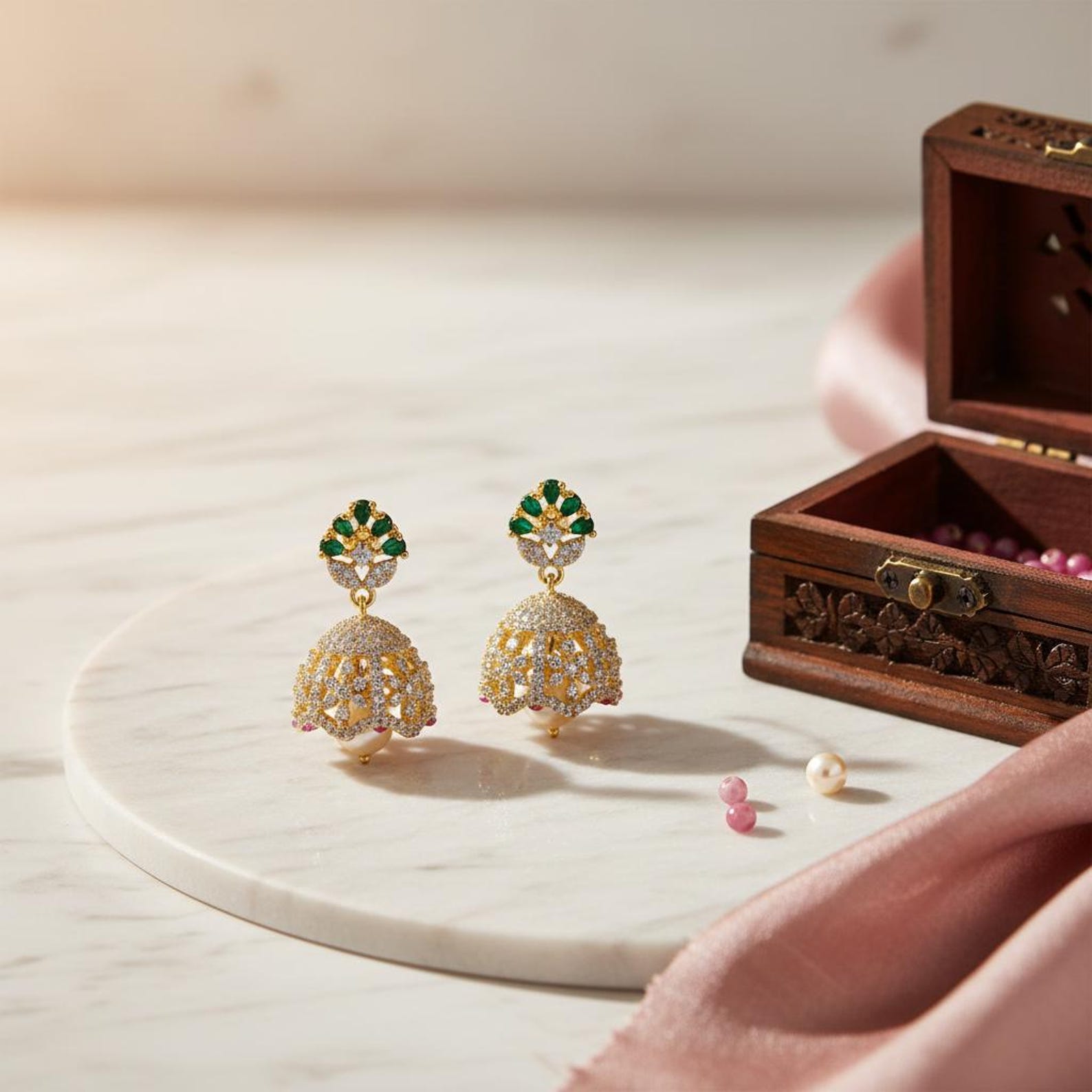 Ornate Diamond Jhumka — view 2