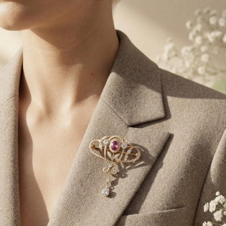 Vintage Diamond Brooch — view 2