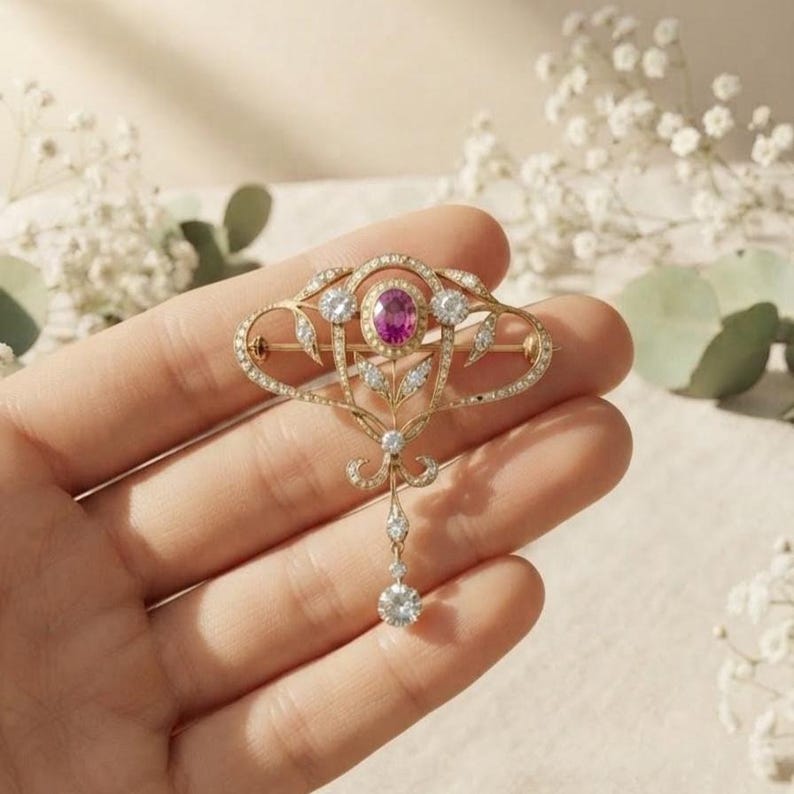 Vintage Diamond Brooch — view 3