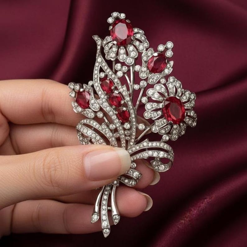Floral Diamond Brooch — view 6