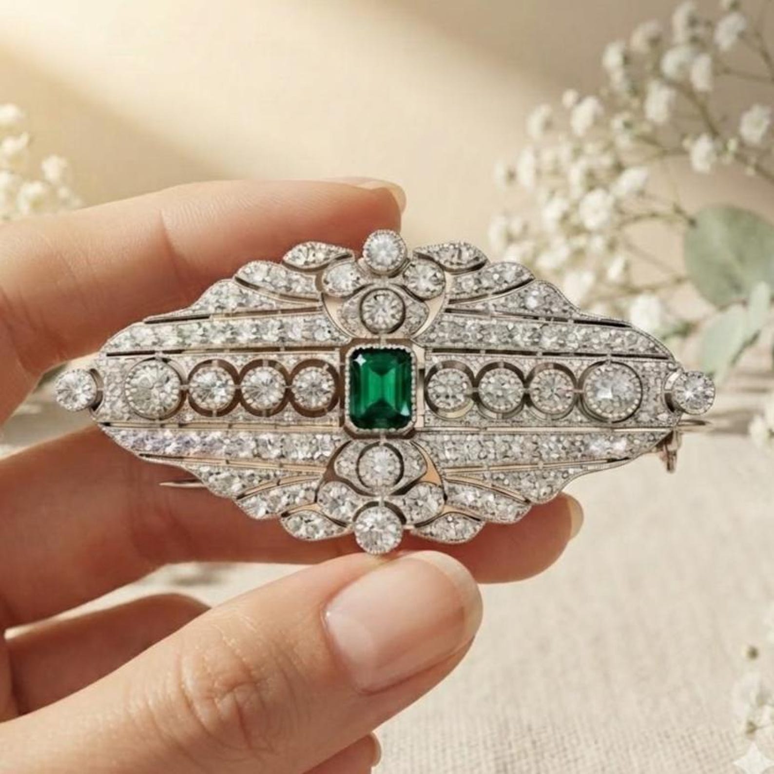 Delicate Diamond Brooch — view 5