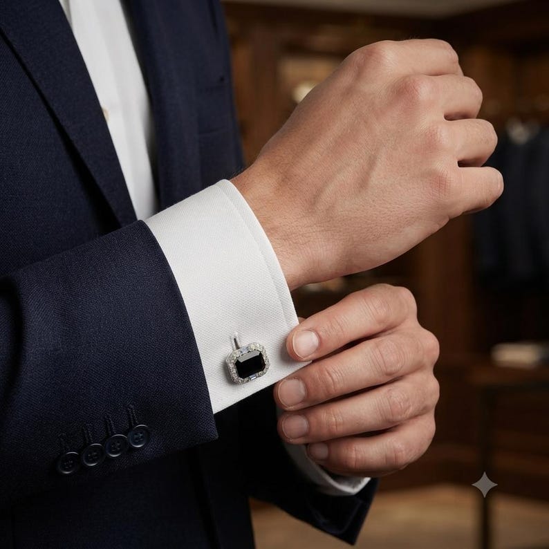 Men's Diamond Cufflink — view 3