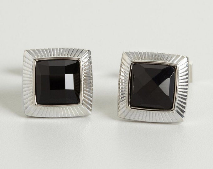 Engraved Diamond Cufflink — view 2