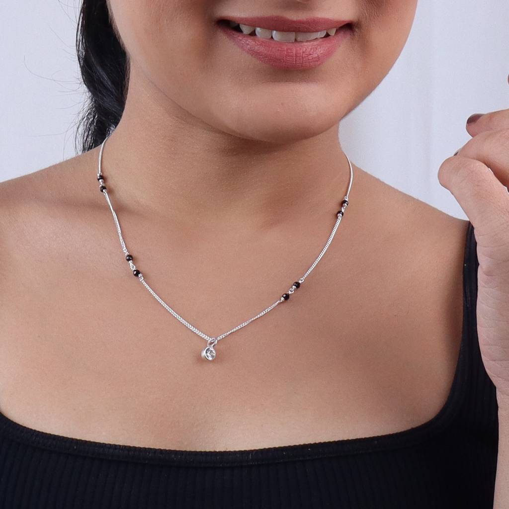 Simple Silver Mangalsutra — view 4
