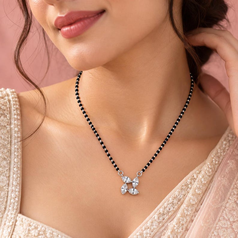 Silver Black Bead Chain — view 3