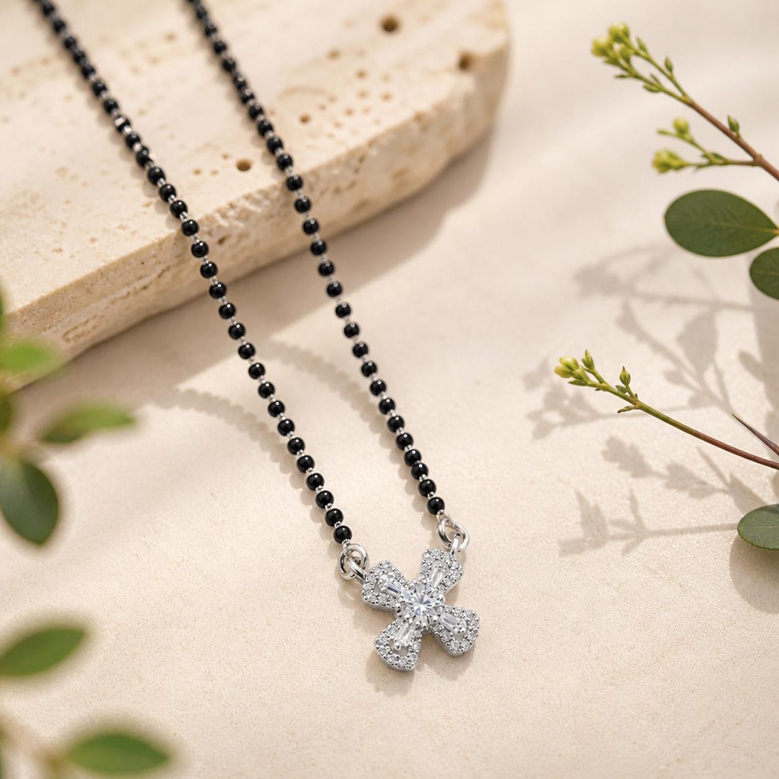 Simple Black Bead Necklace — view 3