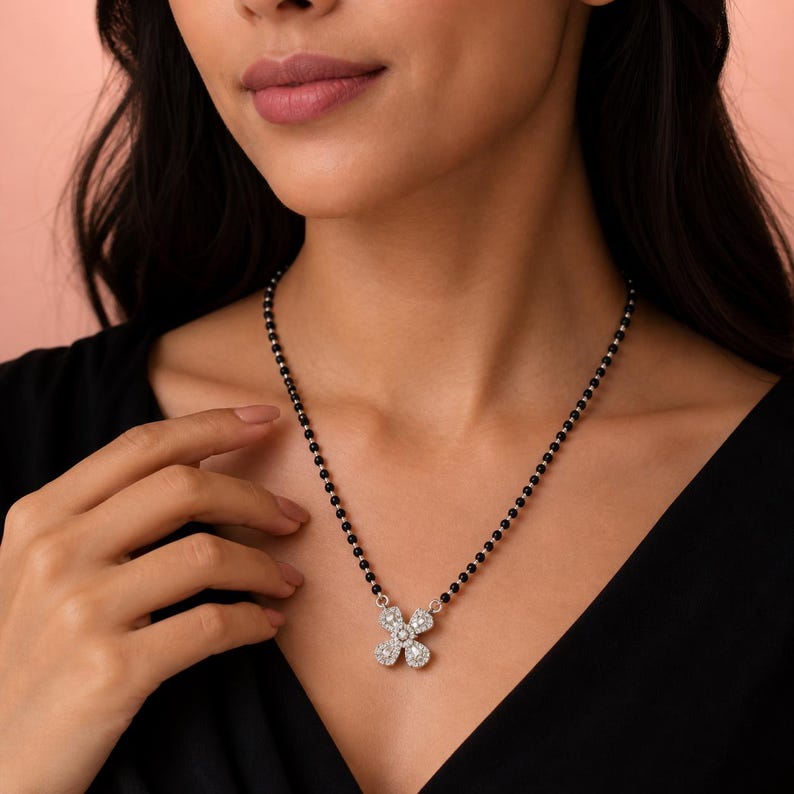 Simple Black Bead Necklace — view 4