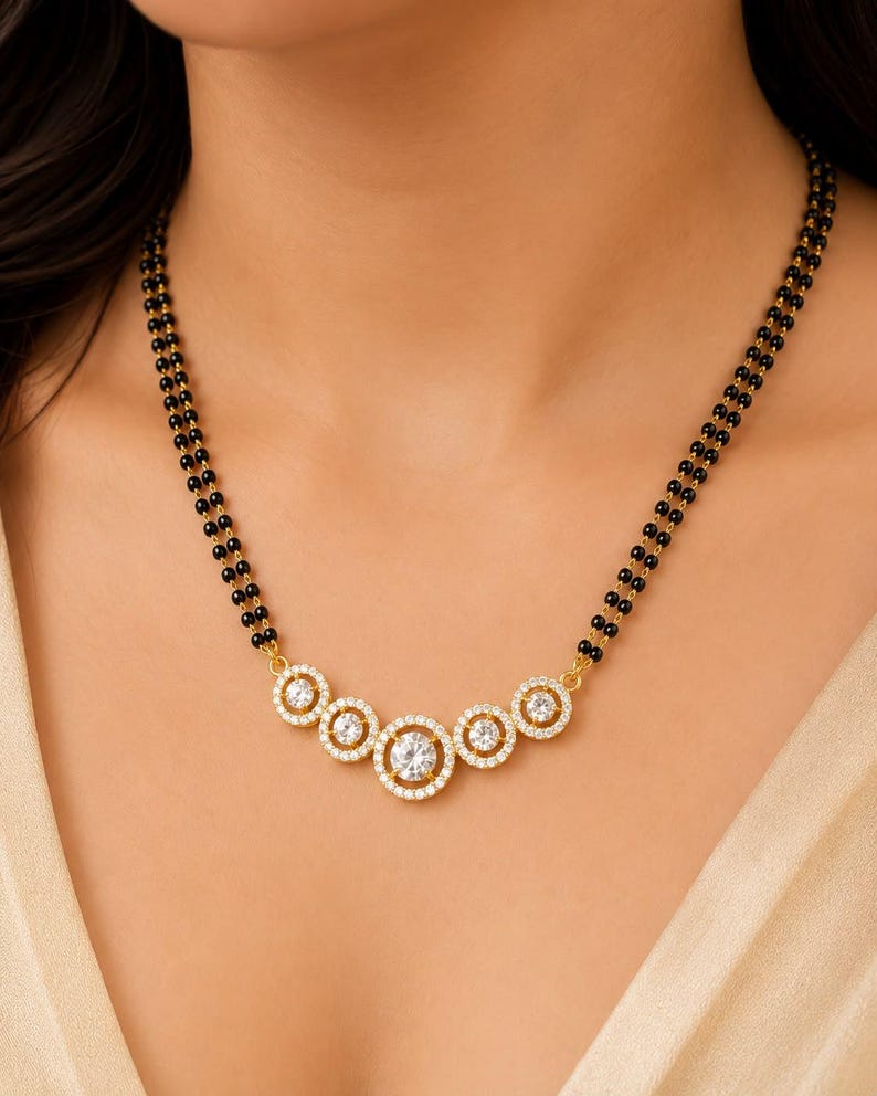 Layered Black Bead Necklace — view 2