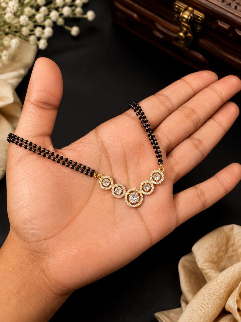 Layered Black Bead Necklace — view 3