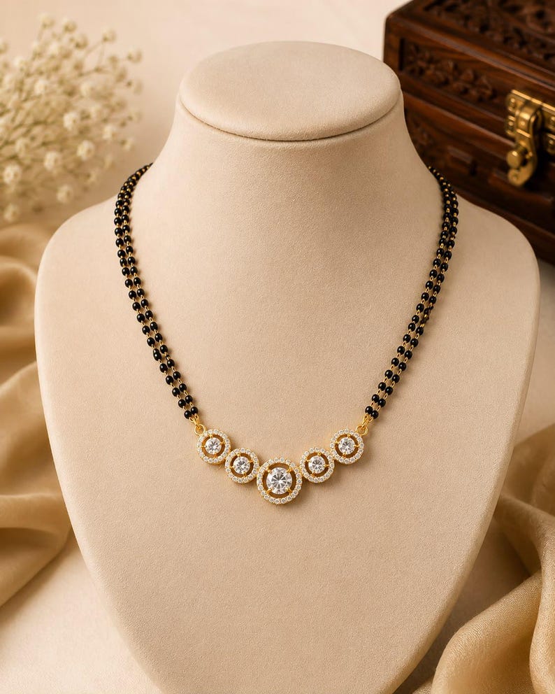 Layered Black Bead Necklace — view 4