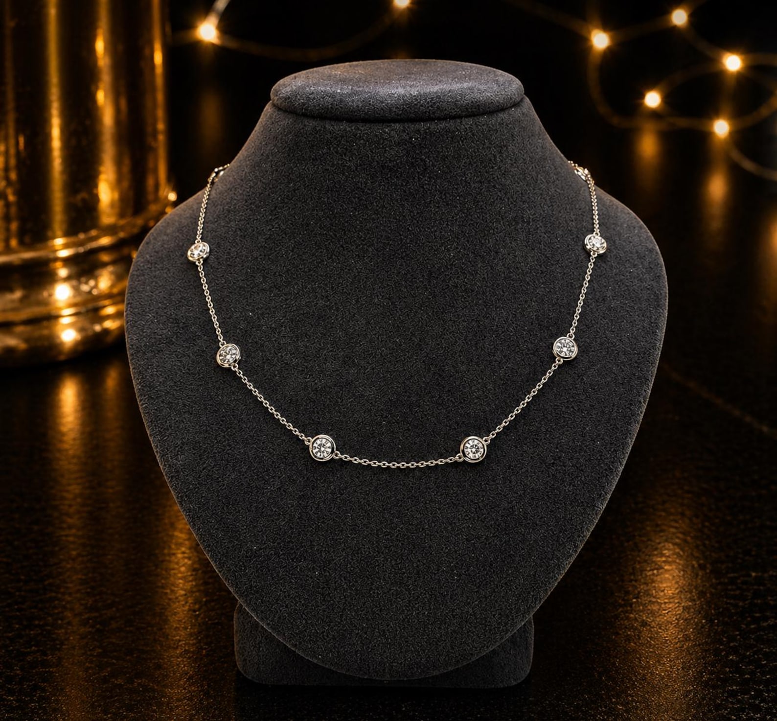Delicate Platinum Necklace — view 2
