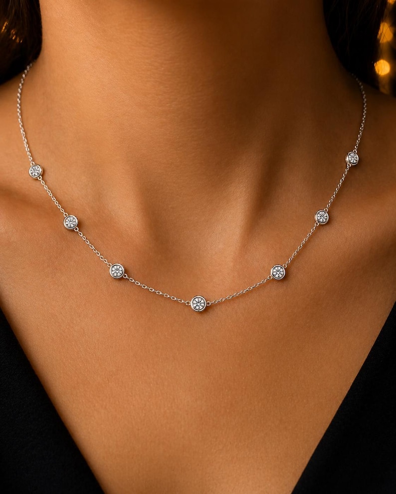 Delicate Platinum Necklace — view 4