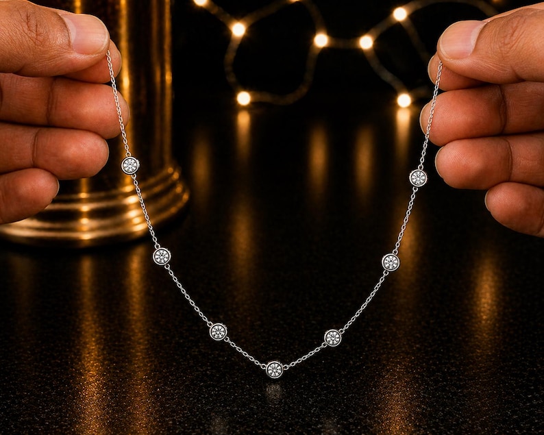 Delicate Platinum Necklace — view 5