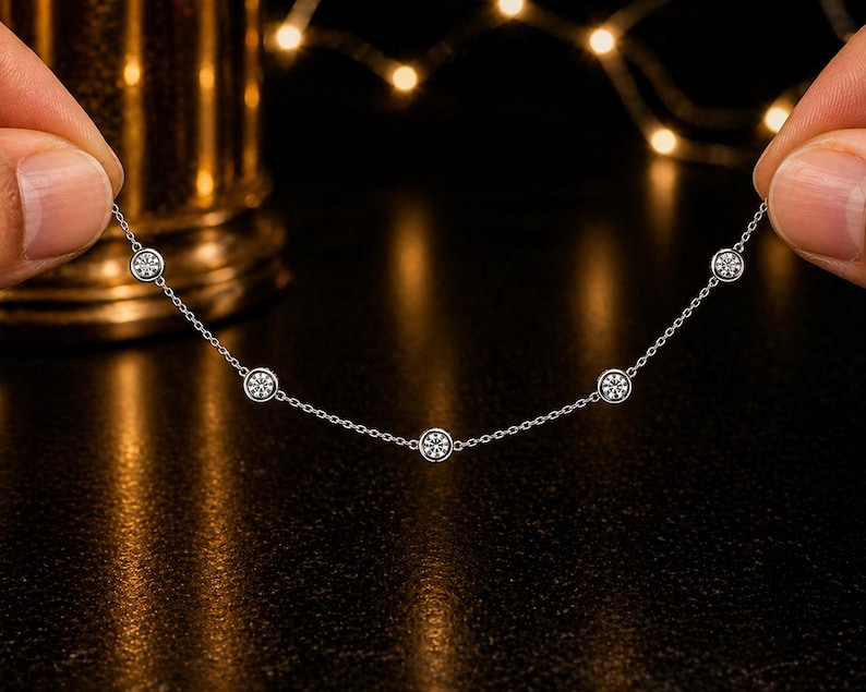 Delicate Platinum Necklace — view 6