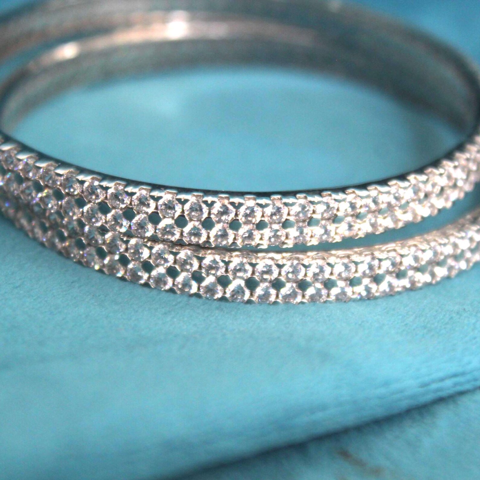 Sparkling Platinum Bangle — view 2